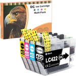 LC422 Cartouches d'encre compatibles pour Brother LC-422 LC422XL Multipack pour Brother MFC-J5340DW MFC-J5345DW MFC-J5740DW MFC-J6540DW MFC-J6940DW (Noir, Cyan, Magenta, Jaune, 4-Pack)