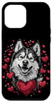 Coque pour iPhone 12 Pro Max Coeurs de chien Alaskan Malamute pour la Saint-Valentin