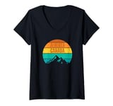 Womens Alberta Canada Retro Vintage Sunset Mountains V-Neck T-Shirt