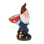 Relaxdays Nain de Jardin Figurine Abreuvoir Oiseaux Champignon, résiste aux intempéries, HxLxP: 35x22x13 cm, Multicolore