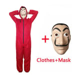 Halloween Cosplay La Casa De Papel Kostym Jumpsuit Mask clothes+mask(long)