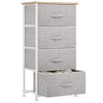 YITAHOME Commode pour Chambre à Coucher, Commode à 4 Tiroirs en Tissu Meuble de Rangement avec Dessus en Bois et Grand Espace de Rangement Chambre à Coucher, Salon, Chambre d'enfant, Gris Clair