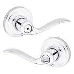 Kwikset Tustin 97300-728 Poignée de porte en chrome poli avec motif vague traditionnelle pour la maison, la chambre à coucher ou la salle de bain