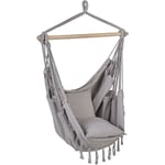 Chaise Balançoire Hamac Suspendue Siège en Coton Gris Clair Bonea