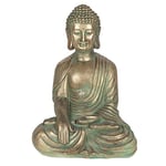 Something Different Stunning Gold Magnesia Verdigris Effect Sitting Buddha - 52cm (1 Pc.) - Tranquil Ambiance, Durable & Eye-catching Decor - Perfect for Garden Decor