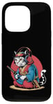 Coque pour iPhone 13 Pro Japon Kawaii Cat Samurai Casque Casque Manette de Jeu Vidéo