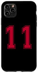 Coque pour iPhone 11 Pro Max Rouge Numéro 11 Équipe Junior Sports Uniforme Numéroté