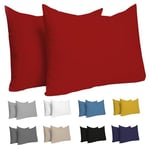 Dreamzie Taie Oreiller 40x60 cm (Lot de 2) 100% Coton Jersey 150 GSM - Rouge - Taie d'oreiller 40 x 60 cm- Housse de Coussin Résistant et Hypoallergénique pour Oreiller