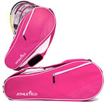 Athletico Sac de tennis pour 3 raquettes | Rembourré pour protéger les raquettes et léger | Joueurs de tennis professionnels ou débutants | Design unisexe pour hommes, femmes, jeunes et adultes (rose)