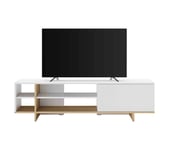 Meuble TV CEQUOIA 160cm imitation chêne et blanc