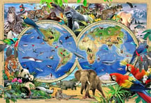 Puinen palapeli ainutlaatuisilla elementeillä "Animal Kingdom Map" Wooden Puzzle 150 pcs / Wooden.city