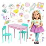 Glitter Girls - Sashka Poupée posable de 35 cm & Ensemble de Fête d'anniversaire - Table et chaises - Gâteau, Bonbons et Accessoires de décoration de Jeu - Jouets pour Les Enfants 3 Ans +