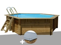 Kit piscine bois Gré Vanille Ø 4,00 x 1,19 m + Bâche hiver