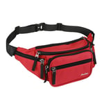 ProCase Sac Banana/Sacoche de Ceinture Homme Femme, Fanny Pack Waist Pack Léger Ville de Sécurité pour Voyage, Sac à Taille pour Randonnée Outdoor Sport -Rouge