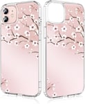 Coque Iphone 12 Mini Fleur De Cerisier Rose Motif Transparente Housse Hybride Double Couche Arrière Rigide Pc + Antichoc Tpu Bumper Coque Iphone 12 Mini, 5.4 Pouces - Cerisier Rose