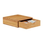 Relaxdays Organiseur bureau, Compartiments, Bac à courrier A4, 1 Tiroir, Rangement, Bambou, HLP 10 x 29,5 x 30cm, Nature