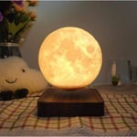 Globe Lune 3D en lévitation MOONFLIGHT base bois foncé