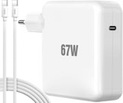 Chargeur Usb C 67W Pour Macbook Pro 15/14/13/12 Pouces, Macbook Air 13/12 Pouces, Ipad Pro, Lenovo Hp Dell Asus Et Tous Les Appareils Usb-C, Pour 67W 65W 61W 45W 30W