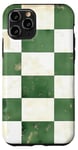 Coque pour iPhone 11 Pro Vert Classique Tropical Carreaux Vert Sauge Blanc Vintage