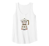 Womens Coffee House in a Stovetop Espresso Maker, Cute Illustration Tank Top