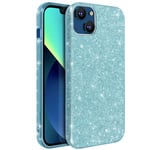 Case iPhone 13 Mini Removable Glitter Silicone Semi-Rigid blue