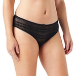 DIM Culotte Femme Taille Haute en Coton Stretch et Dentelle EcoDIM Ventre Plat x1, Noir, M