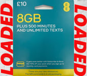 EE SIM CARD NANO - MICRO - STANDARD FOR ALL PHONE  LOADED 8GB 500 MIN£10 PACK