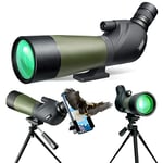 Gosky 20-60x60 HD Longue Vue - BAK4 Lunette d'observation Télescope oculaire incliné à 45 degrés pour Le tir à la Cible Chasse Observation des Oiseaux Paysages fauniques