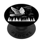 Line Art Oiseau et ornithologue Common Nighthawk PopSockets PopGrip Adhésif