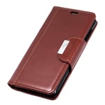 Mipcase Flip Phone Case with Magnetic Buckle, Leather Phone Cover with Card Slots and Wallet, Shockproof Kickstand Phone Shell for Xiaomi Redmi 5 (Brown)