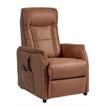 Kyle - Fauteuil Relax Electrique Simili Cuir Camel