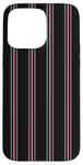 Coque pour iPhone 15 Pro Max Noir Gris Rose Rayé Girly Esthétique Preppy Stripe