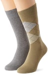 Tommy Hilfiger mens Check Classic Sock, olive/grey melange, 39-42 (2er Pack)