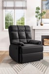 Black Checkered Faux Leather Upholstered Recliner Armchair