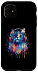 Coque pour iPhone 11 Persian Cat Lovers Pop Art Casque audio amusant chat persan