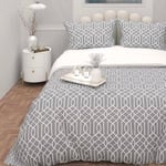 Intemporel Parure Housse de Couette 3D Microfibre 240x220 cm Anya Gris, par Soleil d'Ocre