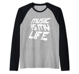 Music Is My Life Sounds Listening Melody Beats Vibes Lover Raglan Baseball Tee