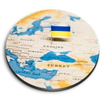 Round MDF Magnets - World Map Ukraine Flag Kiev Travel #46472