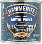 HAMMERITE HAMMERED BLACK DIRECT TO RUST QUICK DRYING METAL PAINT 250ML