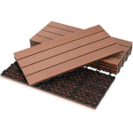 4m² Dalles de jardin clipsables en bois composite wpc brun 60 x 30cm Type mosaïque Revêtement de sol extérieur - Tolletour