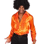 Boland - Chemise disco à volants, Orange, pour hommes, déguisement, t-shirt de fête, Schlagermove, années 70, fête de thème, carnaval