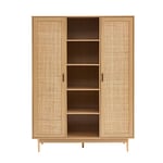 BAÏTA Armoire Amana Effet chêne et cannage en rotin 2 Portes h180cm