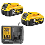 DEWALT MACHINES Pack ÉNERGIE 2 Batteries 5,0 Ah 18V DCB184-XJ et un chargeur DCB115-XJ