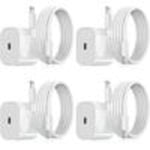 iPhone-laddare - Snabbladdare - Adapter + Kabel 20W USB-C Vit 4-Pack iPhone