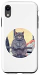 iPhone XR Cute Grey Fit Muscle Cat Sitting on Gym Lifting Bench Case