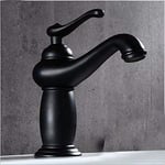 Salle Bains Robinet Cascade, Robinet Bassin élégant, Robinet lavabo mélangeur monotrou en cuivre Mat Noir