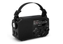 Philips TAR1609 Radio FM/AM Portable avec Batterie Interne Rechargeable, Pile AAA, Recharge de Secours à manivelle, Solaire, Lampe LED intégrée pour Camping, randonnée, pannes d'électricité