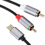 câble audio USB-C vers RCA de 2 m,câble répartiteur mâle Type-C vers 2 RCA mâle pour téléphone,ordinateur portable,tablette,cinéma maison,DVD,amplificateur,haut-parleur,autoradio