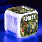 Roblox Tryckt Digital Väckarklocka Spel Nattljus LED-display Sänglampa 7 Färgförändrande Klocka Heminredning Barnpresenter[fw] A