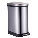 SOGA Foot Pedal Stainless Steel Rubbish Recycling Garbage Waste Trash Bin 10L U - Kitchen Bins - RubbishBinU10LSS